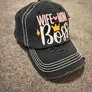 Girlie Girl Wife Mom Boss Embroidered Black Baseball Cap
